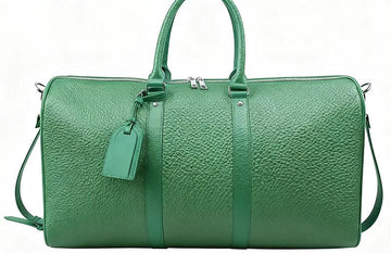Vibrant Green Cylinder Travel Duffle Bag with Detachable Strap & Matching Luggage Tag for All-Gender Daily Outfit Matching