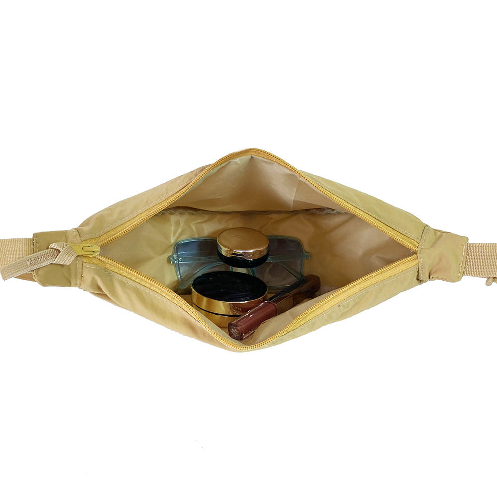 Pale Yellow Crescent Crossbody Bag with Adjustable Fabric Strap for Youthful Casual Daily & Campus Matching