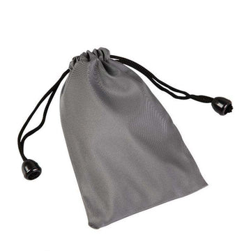 Matte Gray Mini Drawstring Storage Bag with Black Cord Lock Stoppers for Portable Gadget Daily Matching