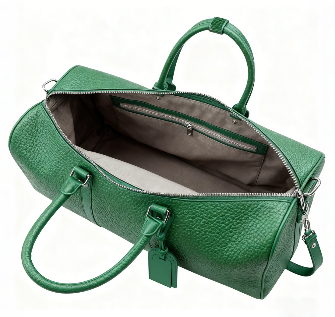 Vibrant Green Cylinder Travel Duffle Bag with Detachable Strap & Matching Luggage Tag for All-Gender Daily Outfit Matching