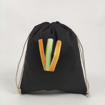 lack Printed Drawstring Pouch with Cotton Strings for Daily Accessory Packing