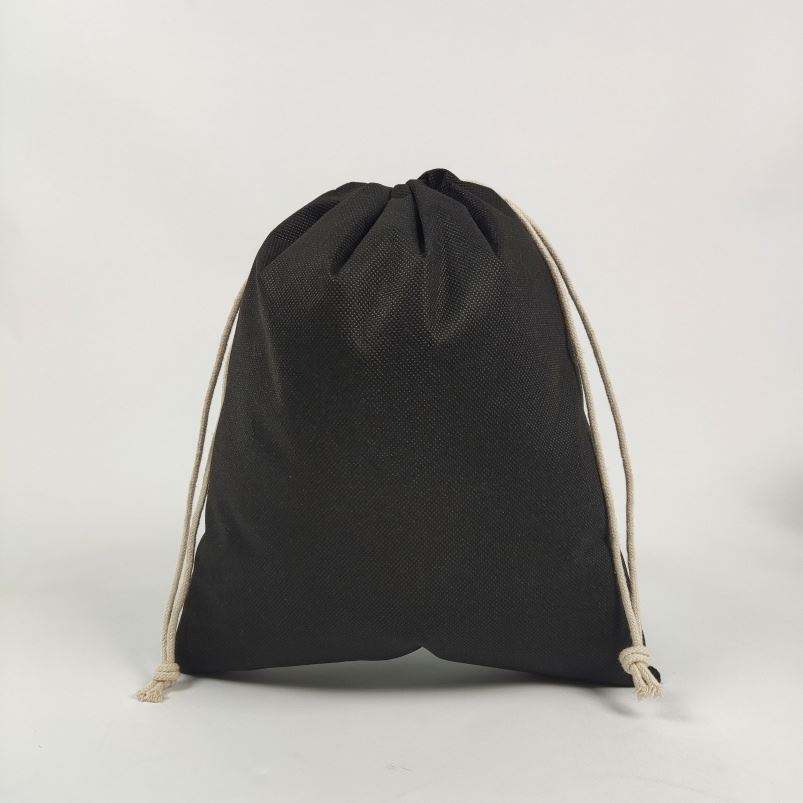 lack Printed Drawstring Pouch with Cotton Strings for Daily Accessory Packing